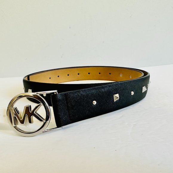 MICHAEL KORS STUDDED LEATHER BELT BLACK XL main image 4